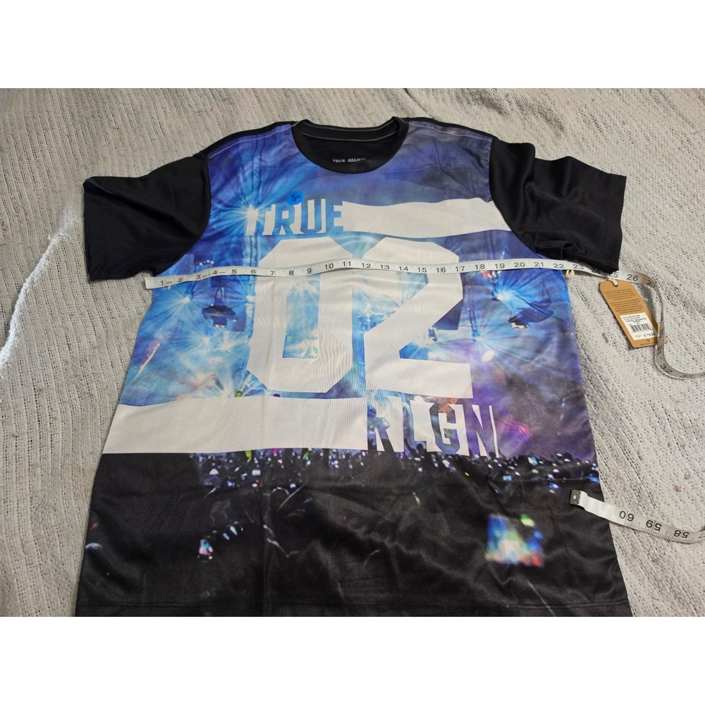 True Religion Mens Concert Sublimation Graphic Tee Jet Black XL MC353TS59